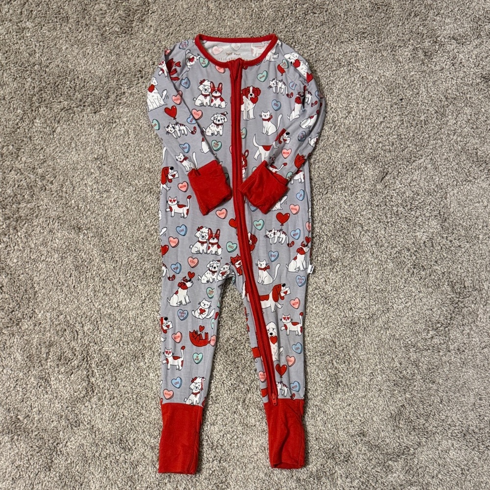 Little Sleepies Valentine Dog Print Zippy